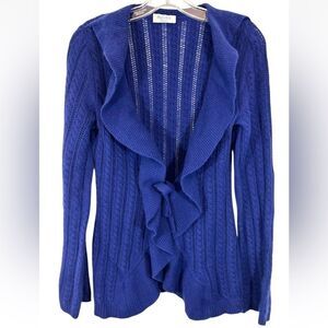 Malika cashmere ladies cardigan sweater purple medium ruffled soft